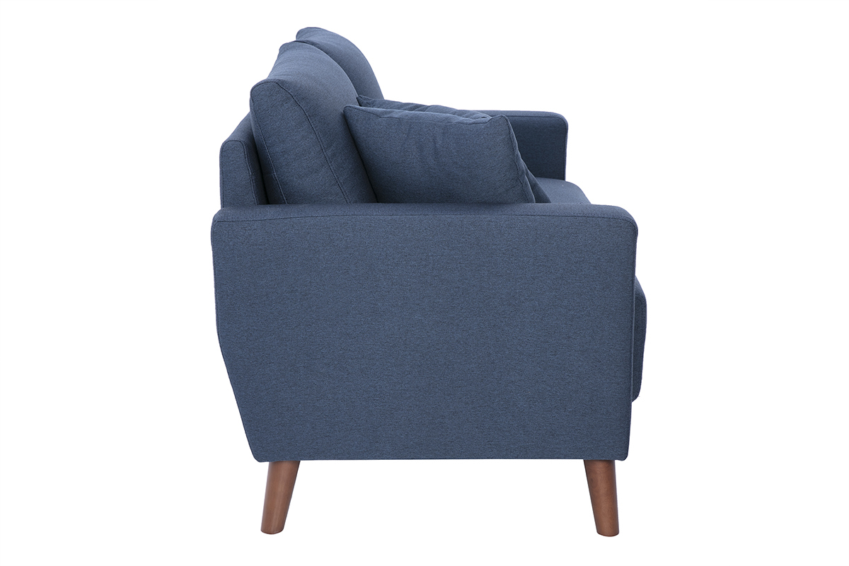 Divano 2 posti in tessuto blu scuro e legno scuro MUNIK