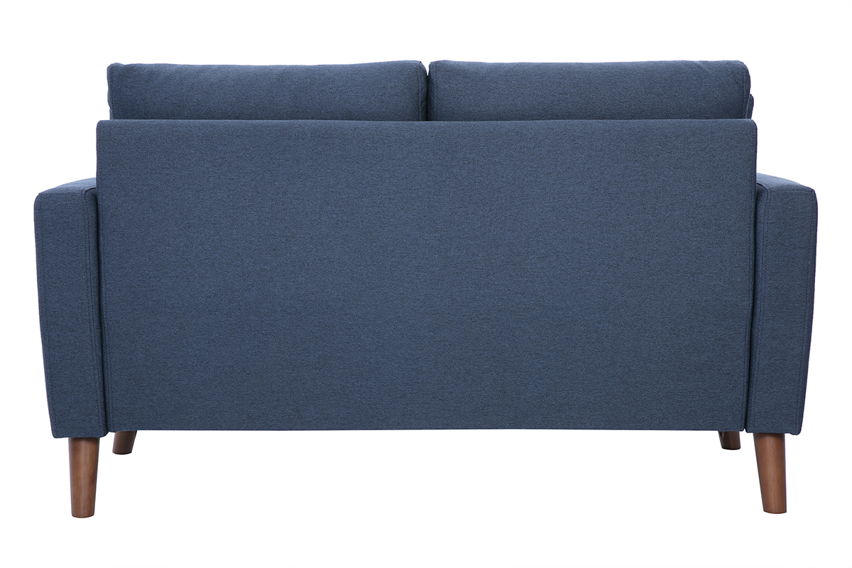 Divano 2 posti in tessuto blu scuro e legno scuro MUNIK