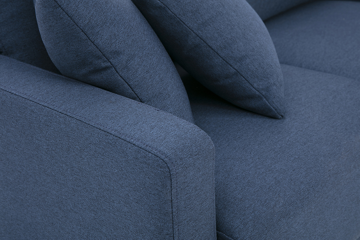 Divano 2 posti in tessuto blu scuro e legno scuro MUNIK