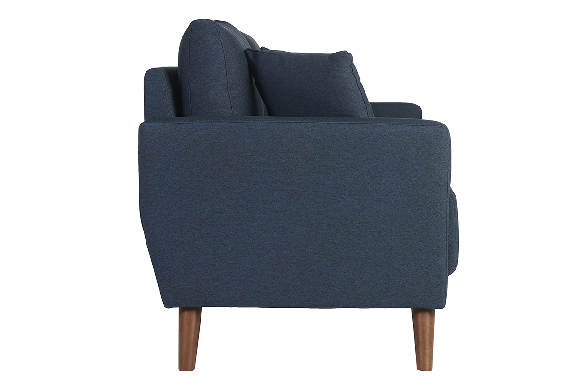 Divano 2 posti in tessuto blu scuro e legno scuro MUNIK