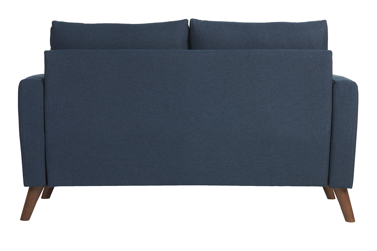 Divano 2 posti in tessuto blu scuro e legno scuro MUNIK