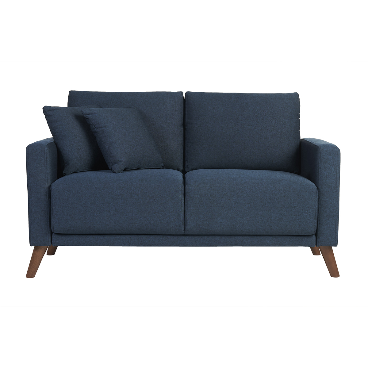 Divano 2 posti in tessuto blu scuro e legno scuro MUNIK