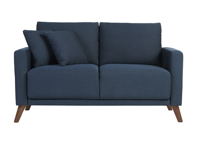 Divano 2 posti in tessuto blu scuro e legno scuro MUNIK