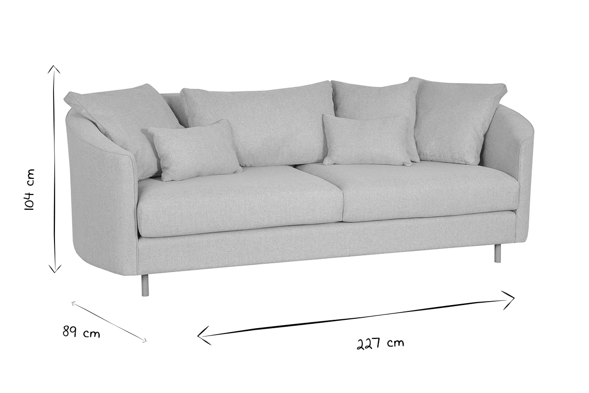 Divano 3 posti contemporaneo in tessuto grigio chiaro  SELECT