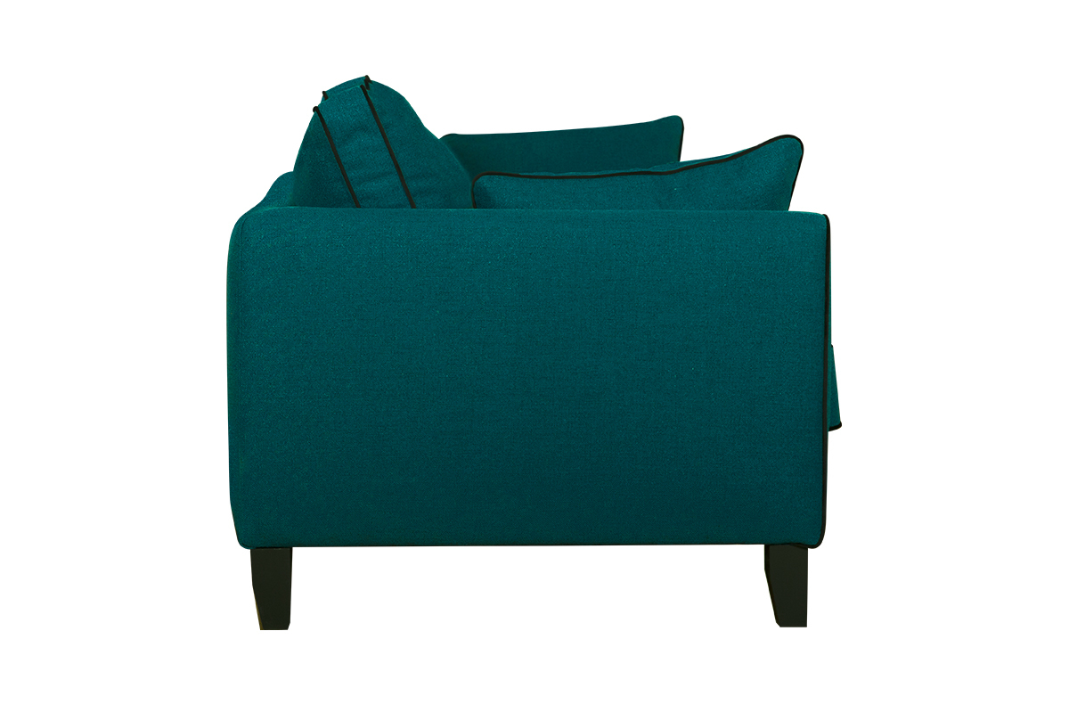 Divano 3 posti design blu pavone e velluto nero HARRISON