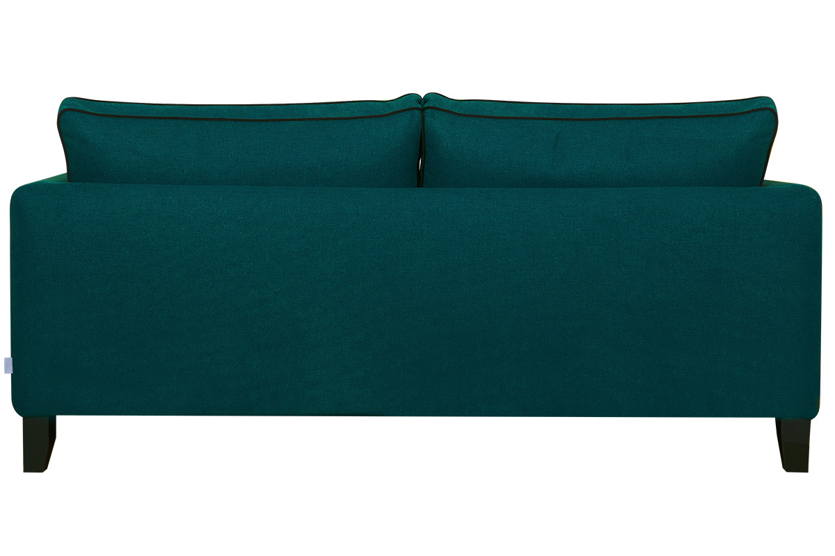 Divano 3 posti design blu pavone e velluto nero HARRISON