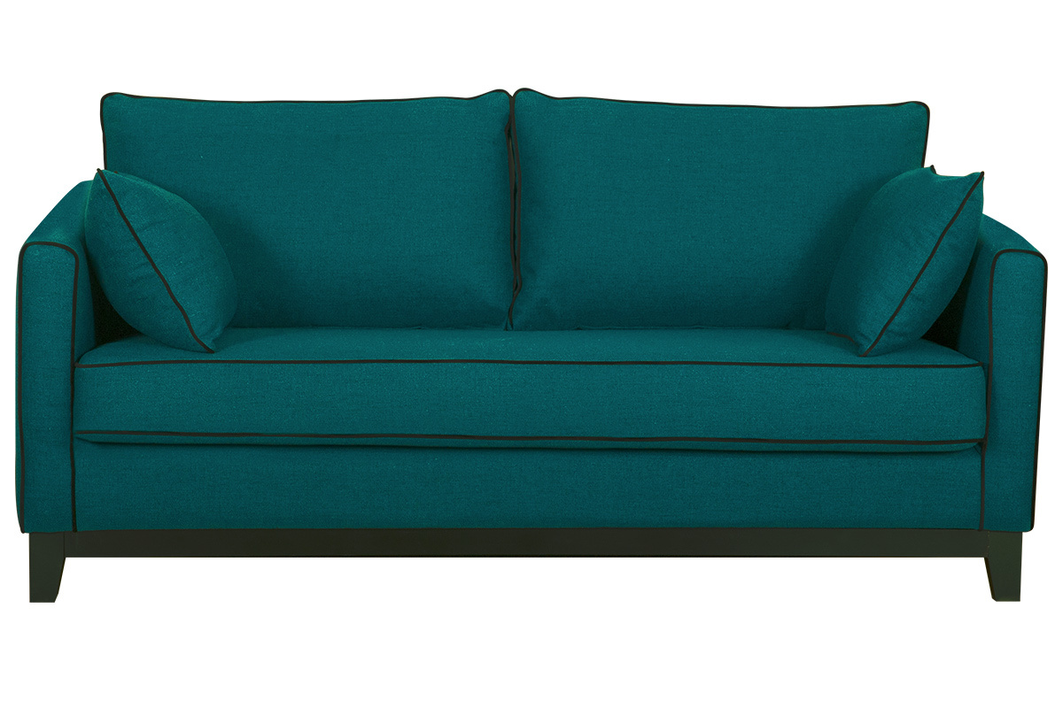 Divano 3 posti design blu pavone e velluto nero HARRISON