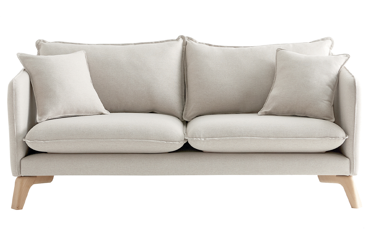 Divano 3 posti ecosostenibile in tessuto beige chiaro FOREST