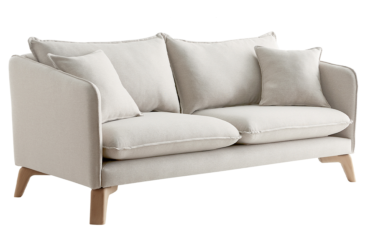Divano 3 posti ecosostenibile in tessuto beige chiaro FOREST