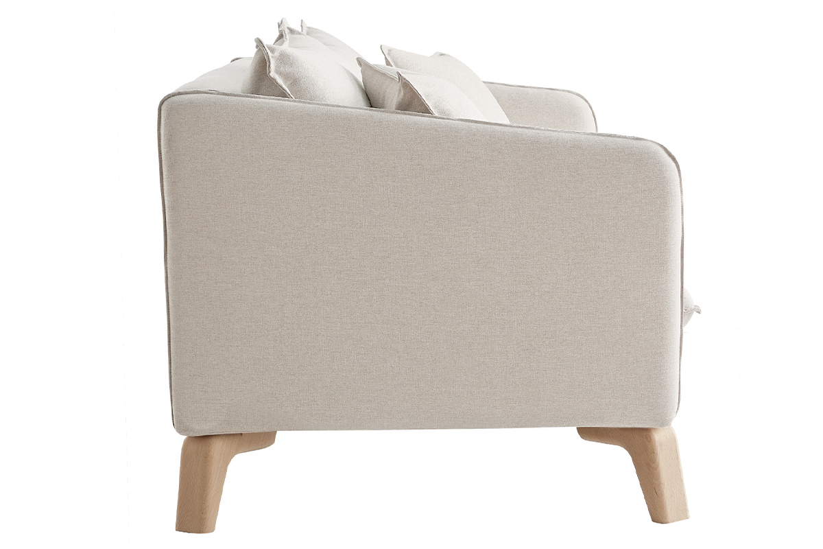 Divano 3 posti ecosostenibile in tessuto beige chiaro FOREST