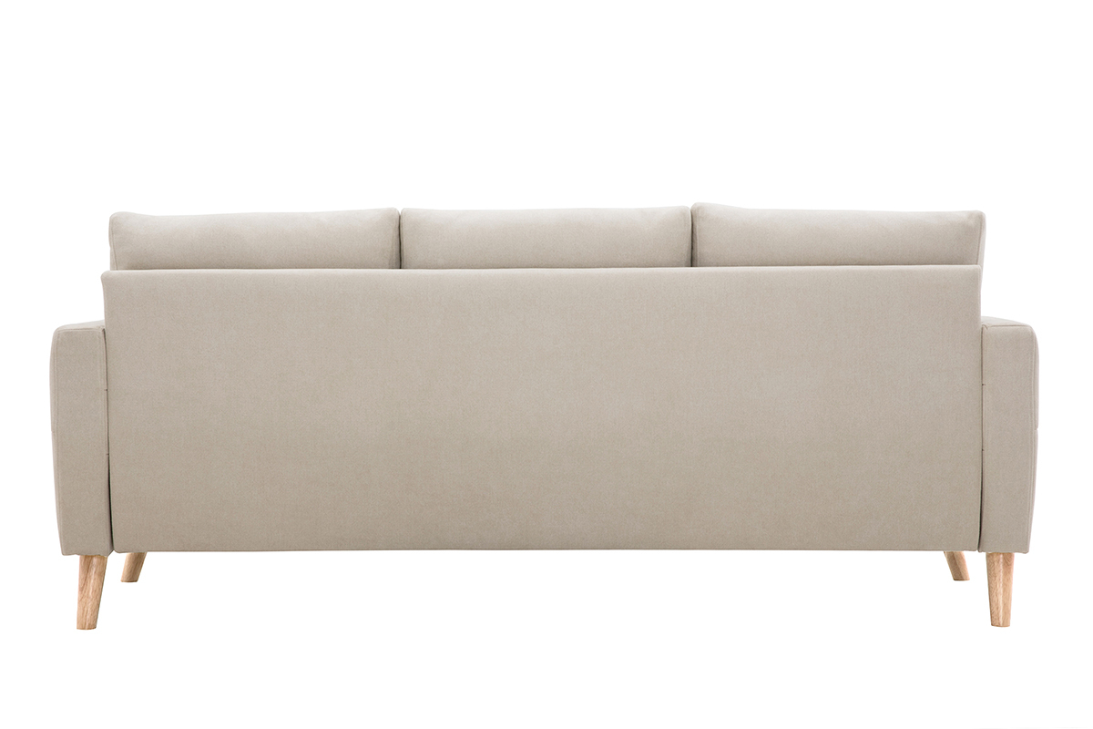 Divano 3 posti in tessuto beige e base legno chiaro MUNIK