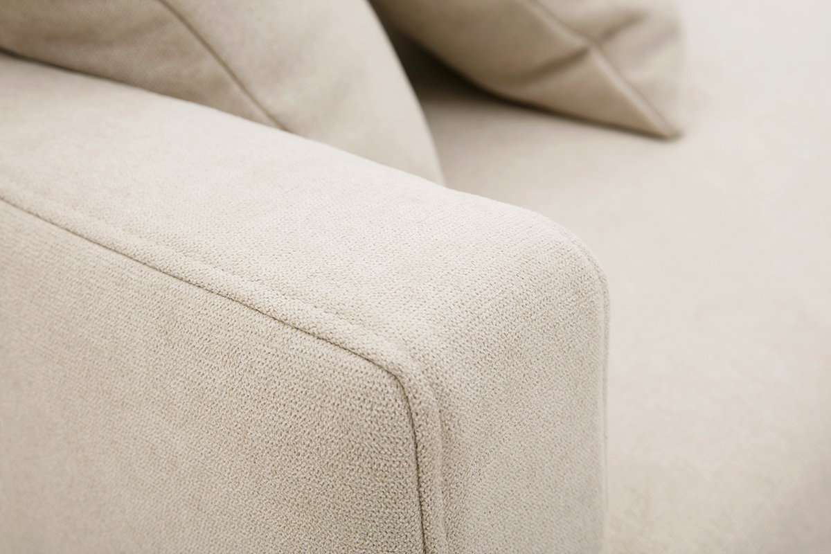 Divano 3 posti in tessuto beige e base legno chiaro MUNIK