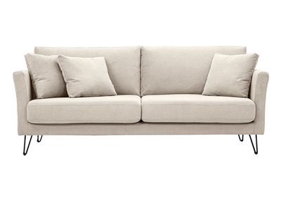 Divano 3 posti in tessuto ciniglia beige e metallo OSLO