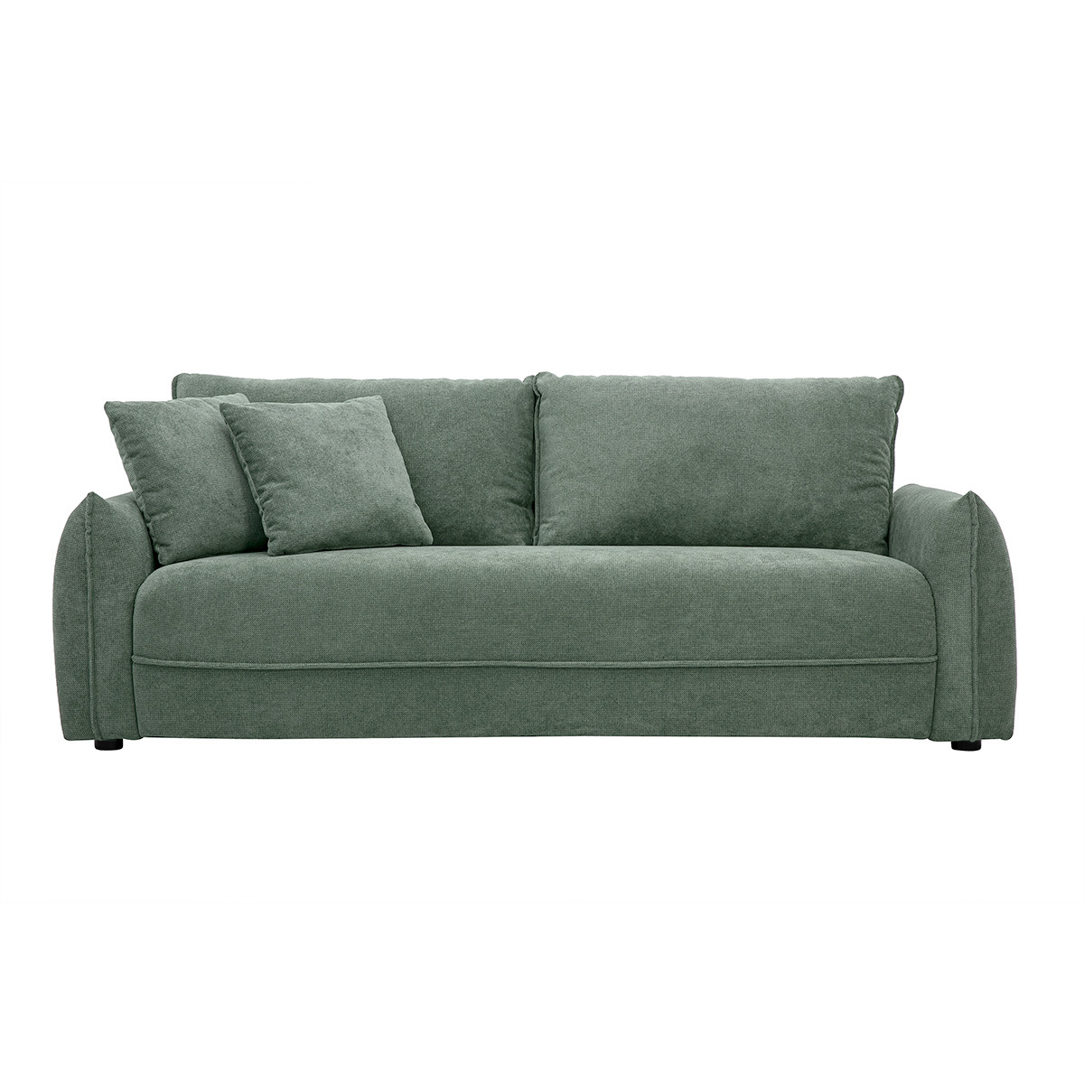 Divano 3 posti in tessuto ciniglia verde kaki PIO