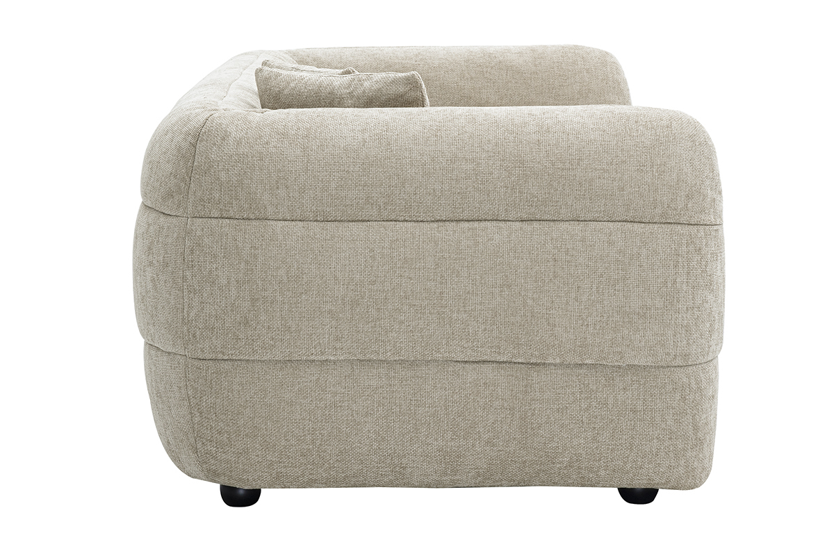 Divano a 3 posti in tessuto beige JOYA, vista laterale.