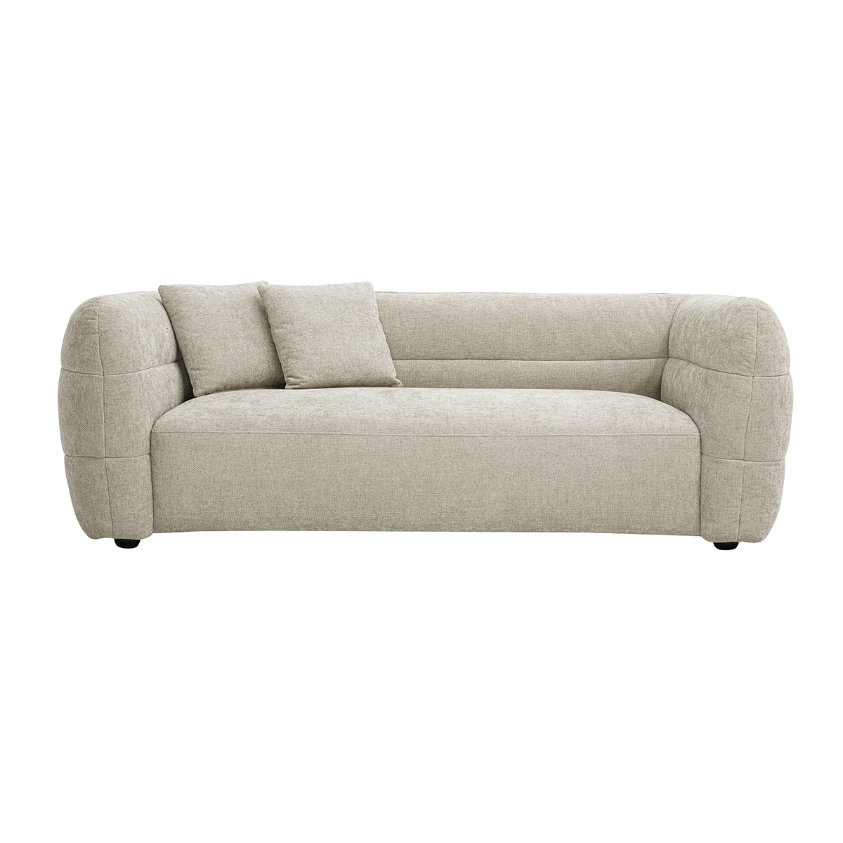 Divano 3 posti in tessuto effetto velluto testurizzato beige JOYA