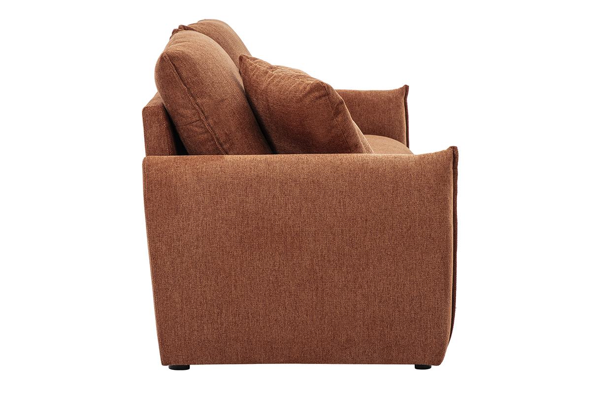 Divano 3 posti in tessuto effetto velluto testurizzato terra bruciata PIO