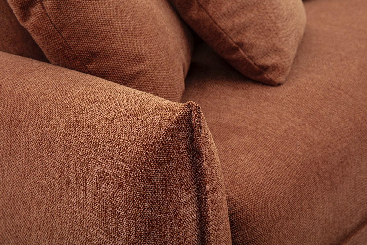 Divano 3 posti in tessuto effetto velluto testurizzato terra bruciata PIO