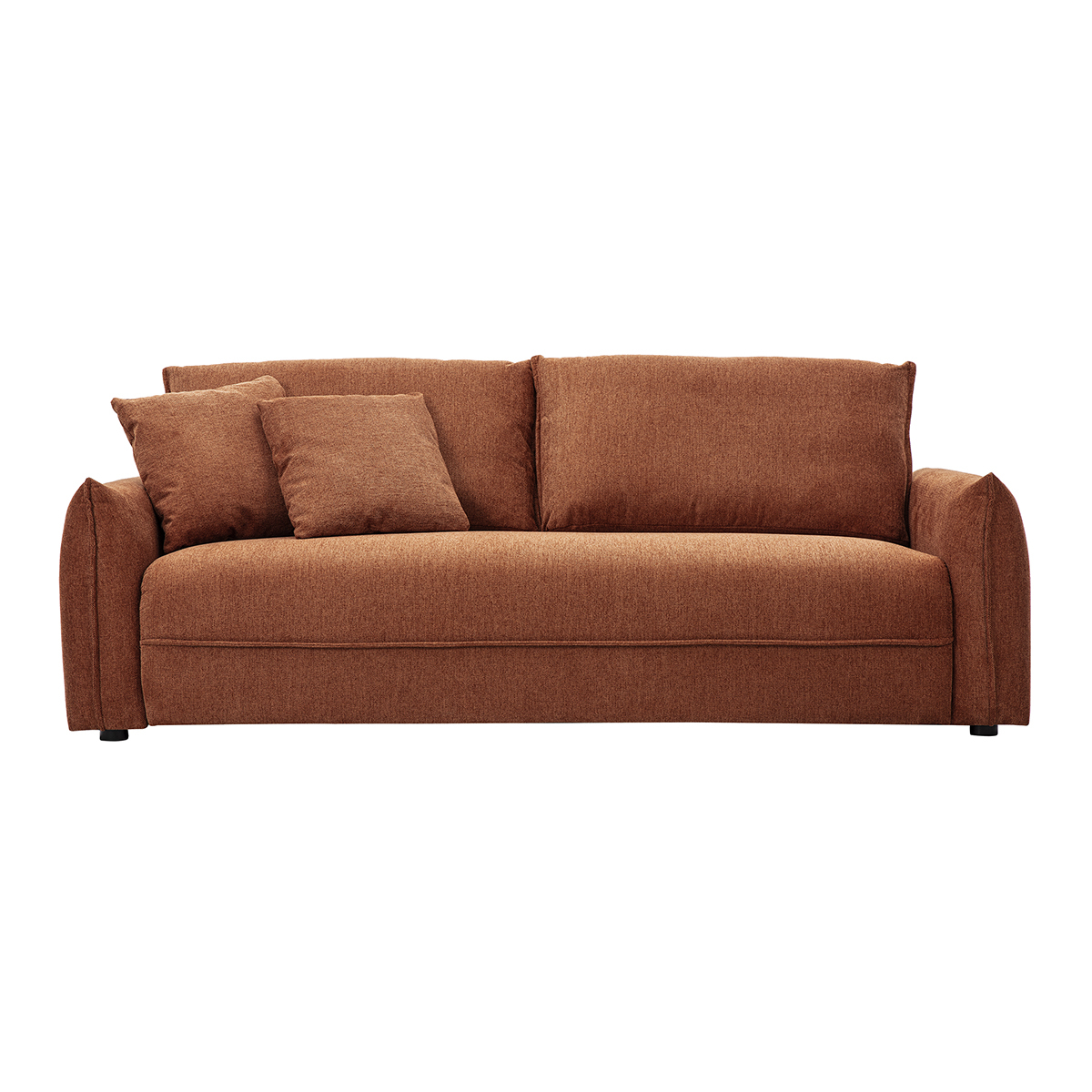 Divano 3 posti in tessuto effetto velluto testurizzato terra bruciata PIO
