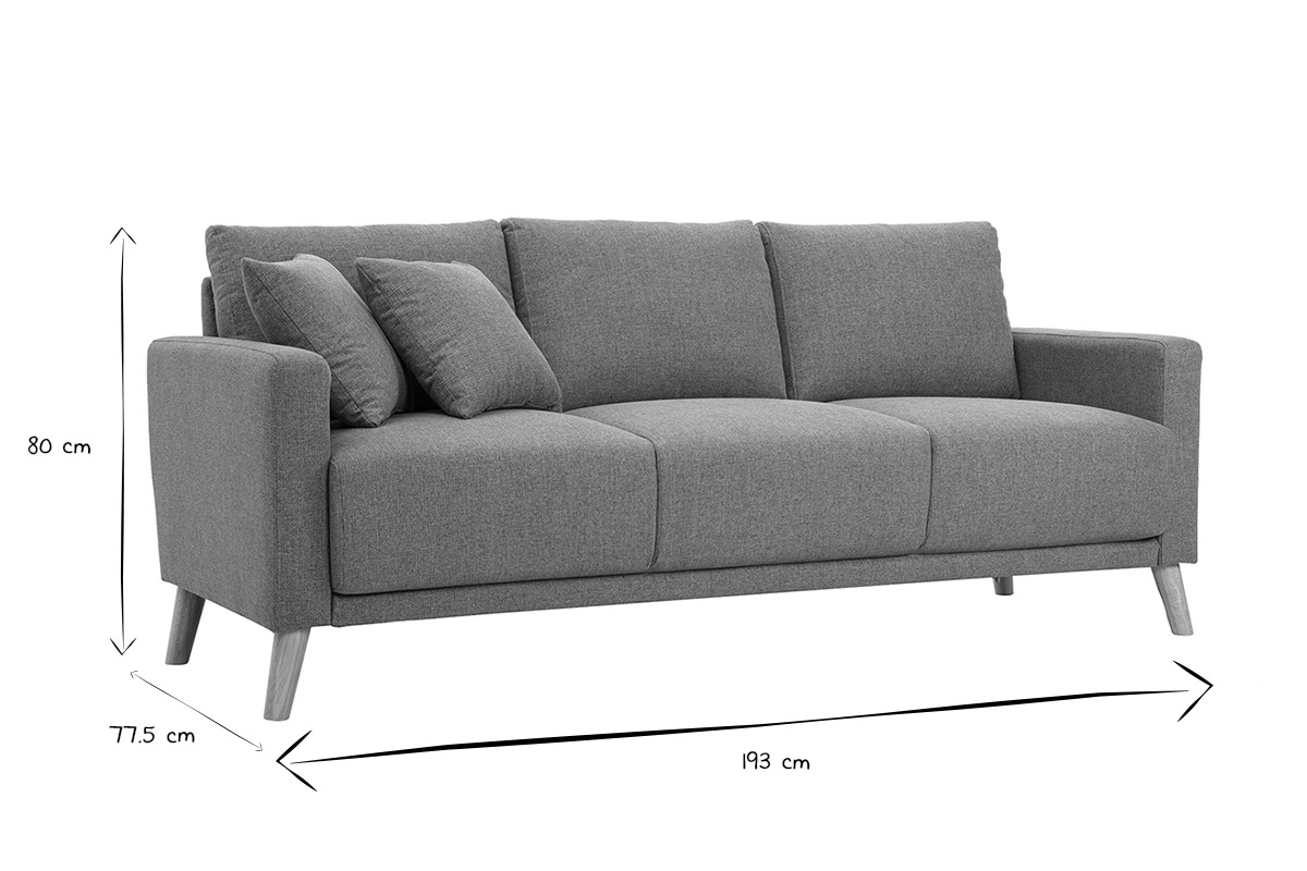 Divano a 3 posti MUNIK in nero e bianco, dimensioni: L193 x P77,5 x H80 cm.