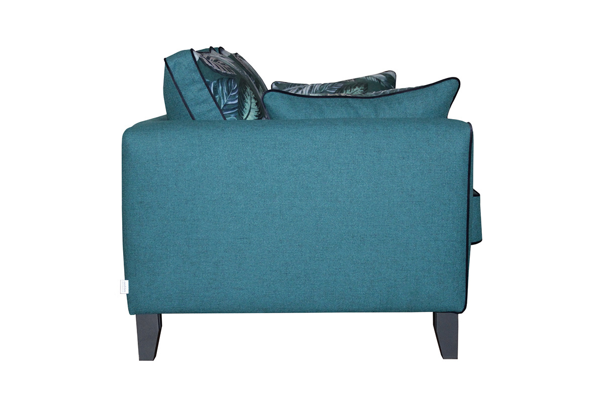 Divano 3 posti reversibile in tessuto stampa vegetale blu pavone HARRISON