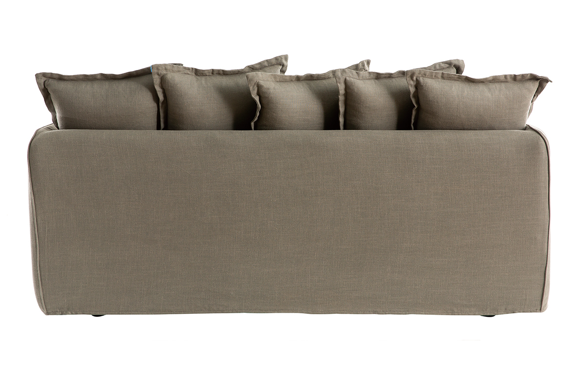 Divano 3 posti sfoderabile in lino verderame MERLIN
