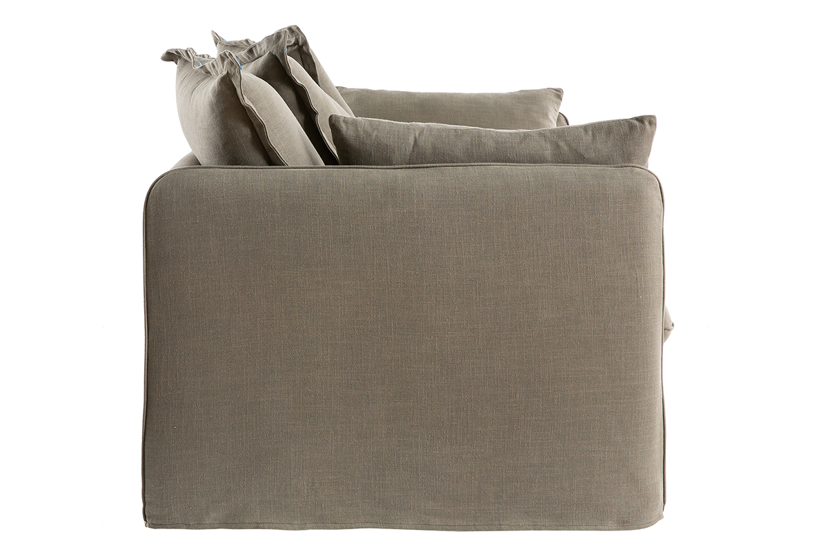 Divano 3 posti sfoderabile in lino verderame MERLIN