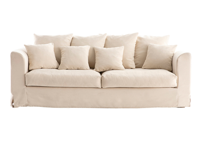 Divano 3 posti sfoderabile in tessuto color écru  FEVER