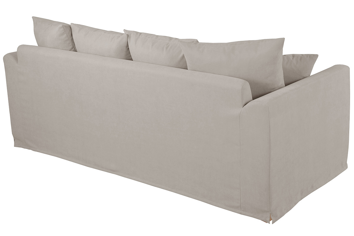 Divano 3 posti sfoderabile in tessuto color grigio tortora FEVER