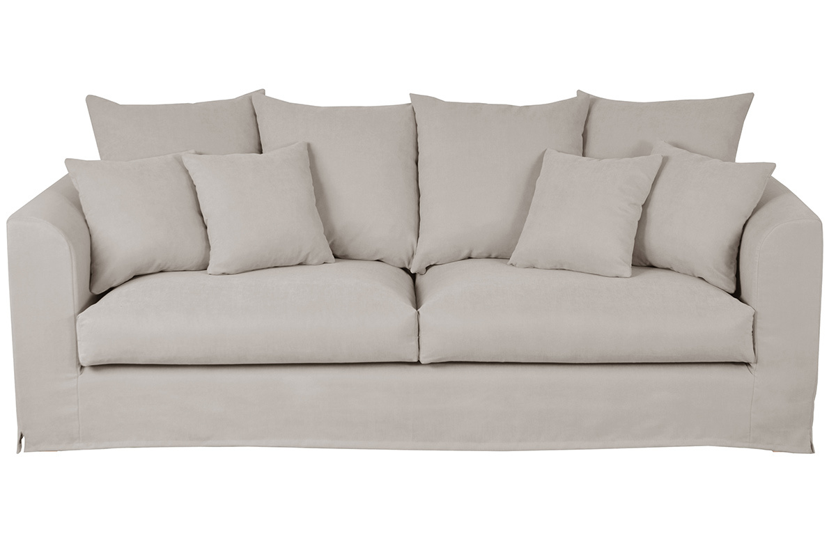 Divano 3 posti sfoderabile in tessuto color grigio tortora FEVER