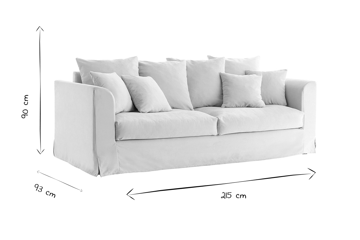 Divano 3 posti sfoderabile in tessuto color grigio tortora FEVER