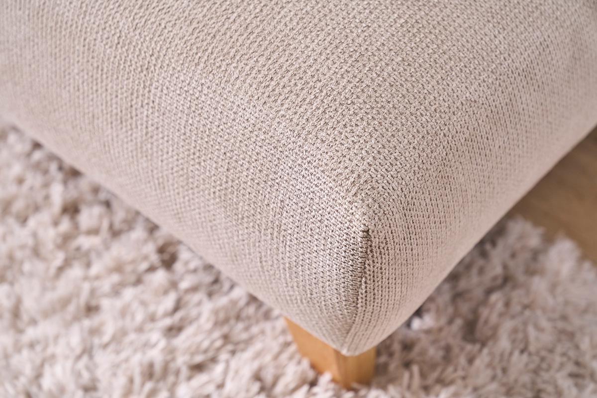 Divano a 3 posti in tessuto ciniglia beige e legno chiaro L201 cm BASTILLE