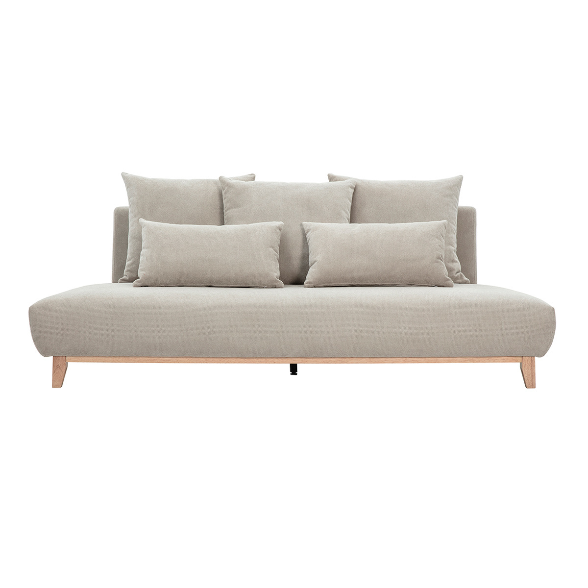 Divano a 3 posti in tessuto ciniglia beige e legno chiaro L201 cm BASTILLE
