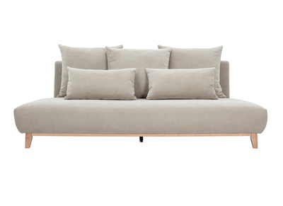 Divano a 3 posti in tessuto ciniglia beige e legno chiaro L201 cm BASTILLE