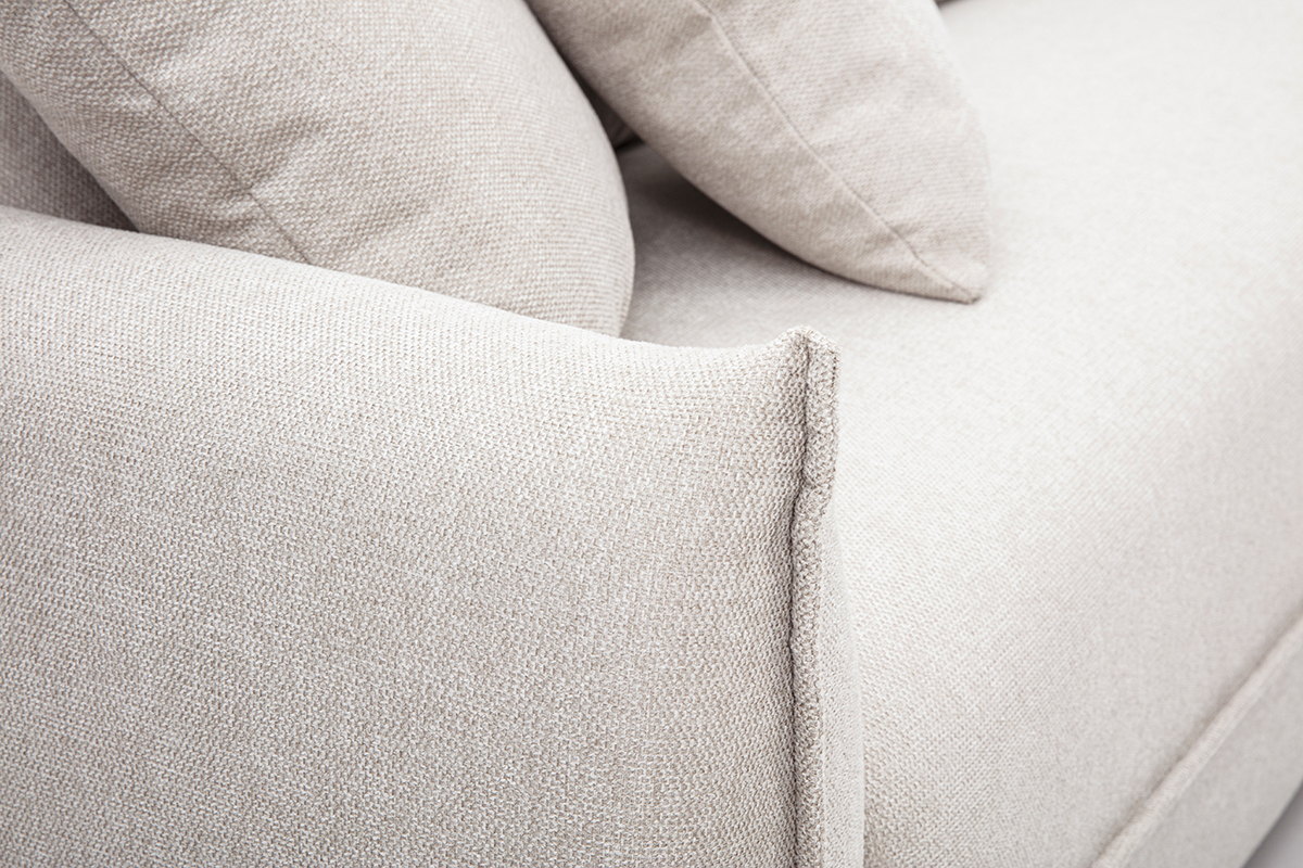 Divano a 3 posti in tessuto effetto velluto beige testurizzato PIO
