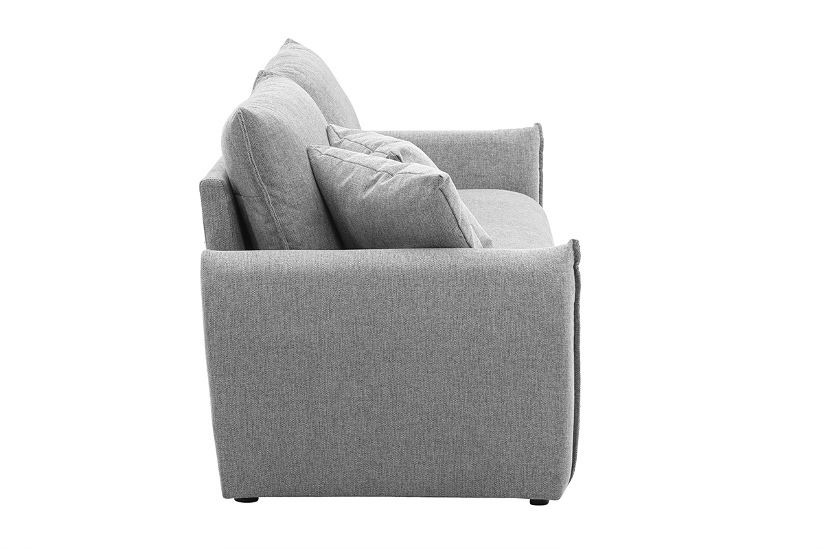 Divano a 3 posti in tessuto effetto velluto grigio testurato PIO