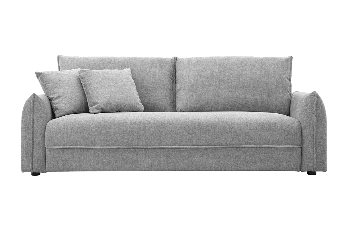 Divano a 3 posti in tessuto effetto velluto grigio testurato PIO