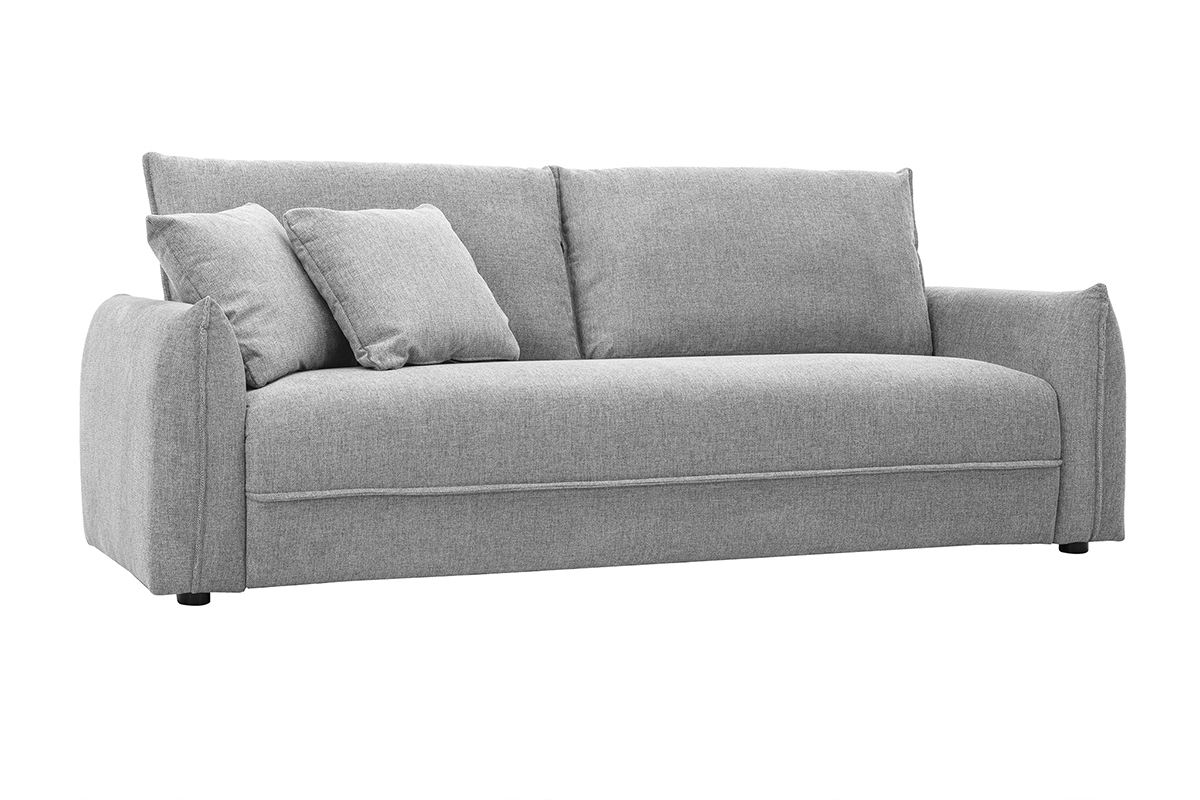 Divano a 3 posti in tessuto effetto velluto grigio testurato PIO