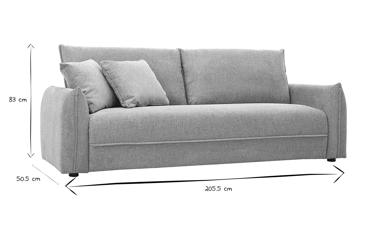 Divano a 3 posti in tessuto effetto velluto grigio testurato PIO