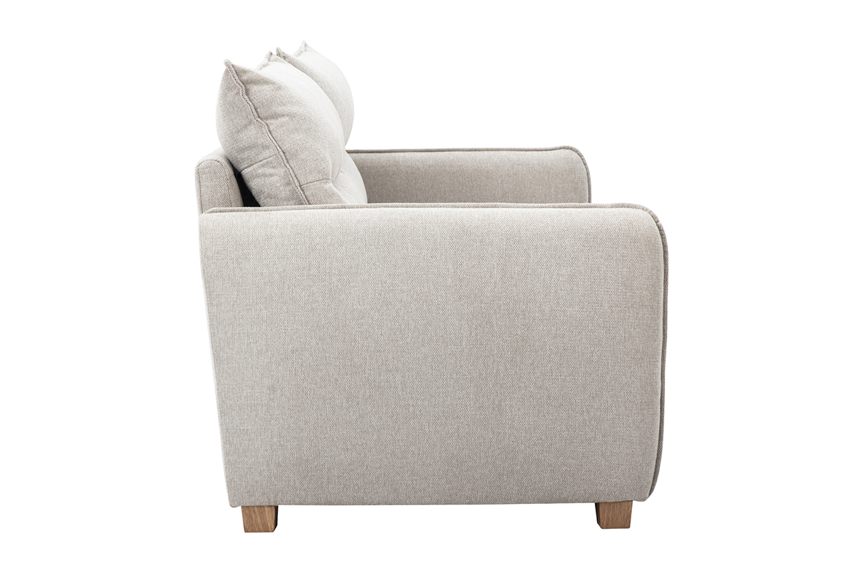 Divano a 3 posti in tessuto effetto velluto testurizzato beige RENZO