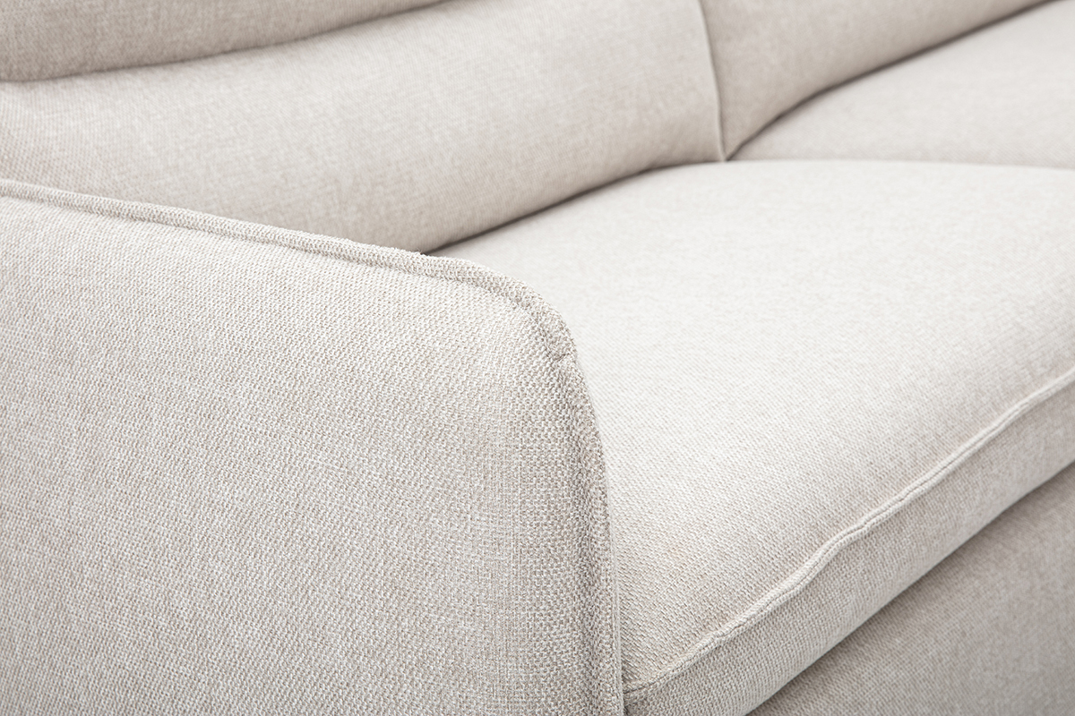Divano a 3 posti in tessuto effetto velluto testurizzato beige RENZO