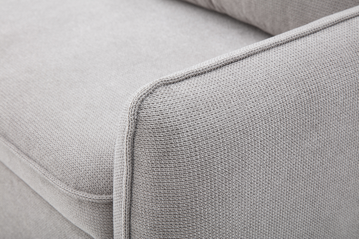 Divano ad angolo convertibile reversibile con baule 3 posti in tessuto ciniglia testurato grigio e legno chiaro ORSO