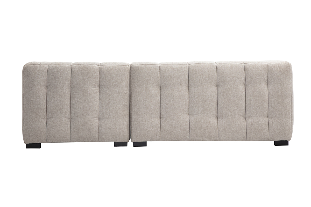 Divano ad angolo destro design 3 posti in tessuto effetto velluto testurizzato beige CORTO