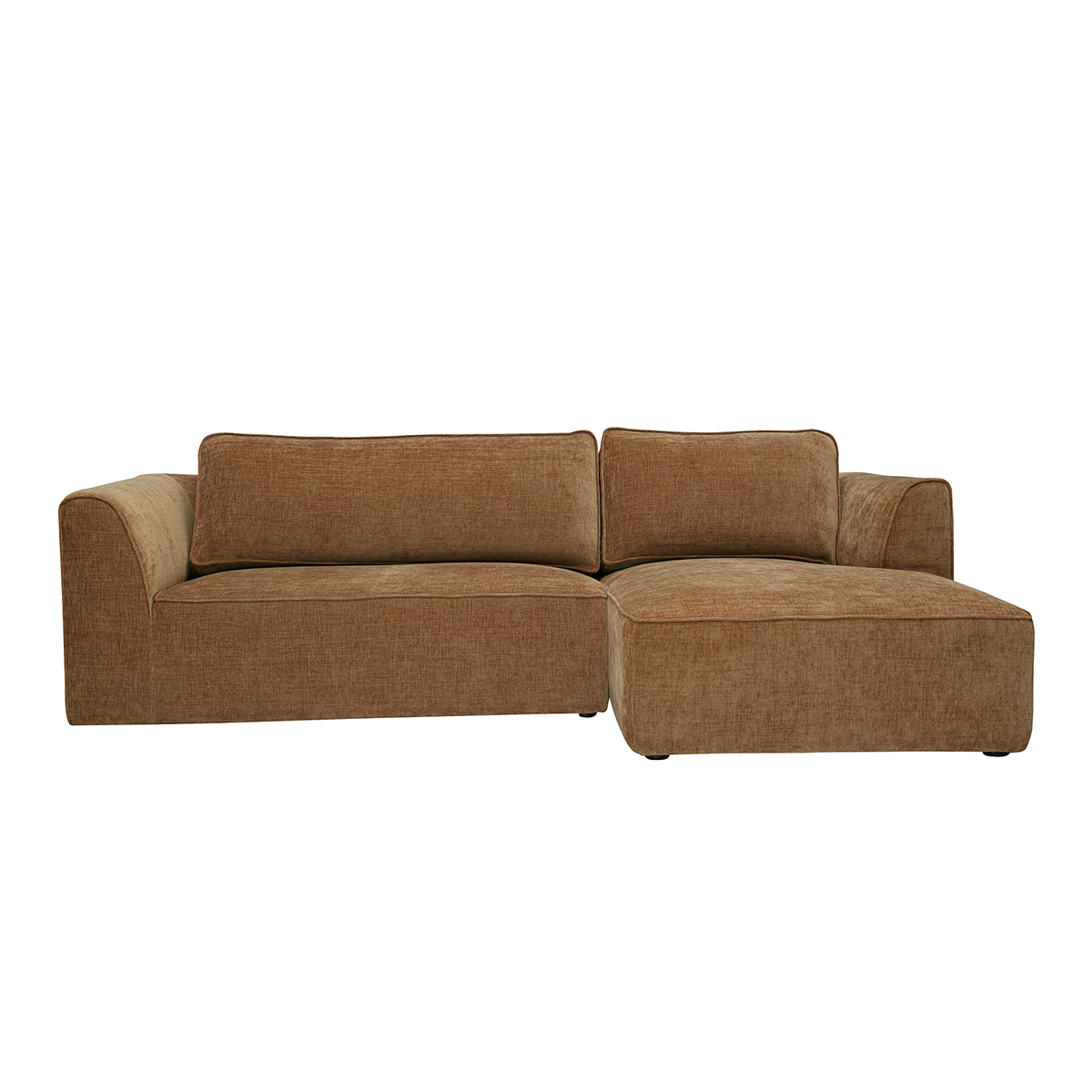 Divano ad angolo destro design in tessuto effetto velluto testurizzato terra bruciata 3 posti GRAMMY