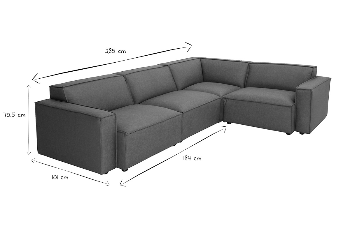 Divano ad angolo modulabile vintage 5 posti in pelle marrone SPLIT
