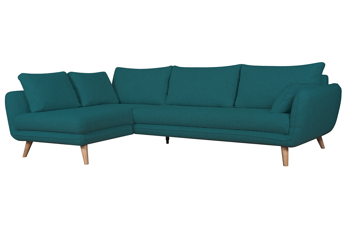 Divano ad angolo scandinavo 5 blu pavone CREEP