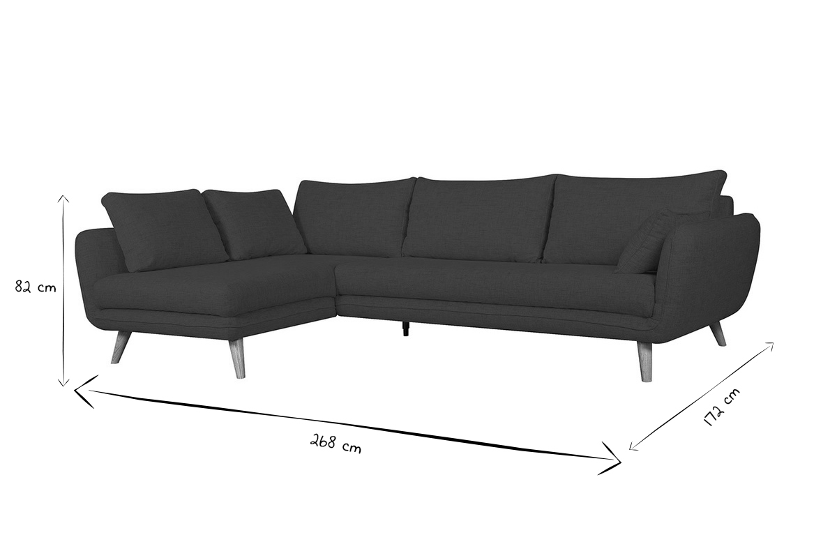 Divano ad angolo scandinavo 5 posti grigio chiaro mlange CREEP