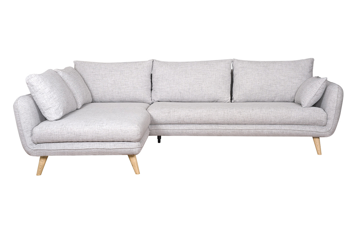 Divano ad angolo scandinavo 5 posti grigio chiaro mlange CREEP