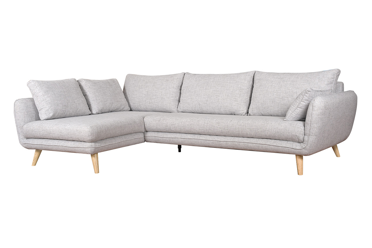 Divano ad angolo scandinavo 5 posti grigio chiaro mlange CREEP