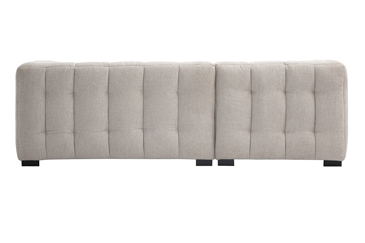 Divano ad angolo sinistro design 3 posti in tessuto effetto velluto testurizzato beige CORTO
